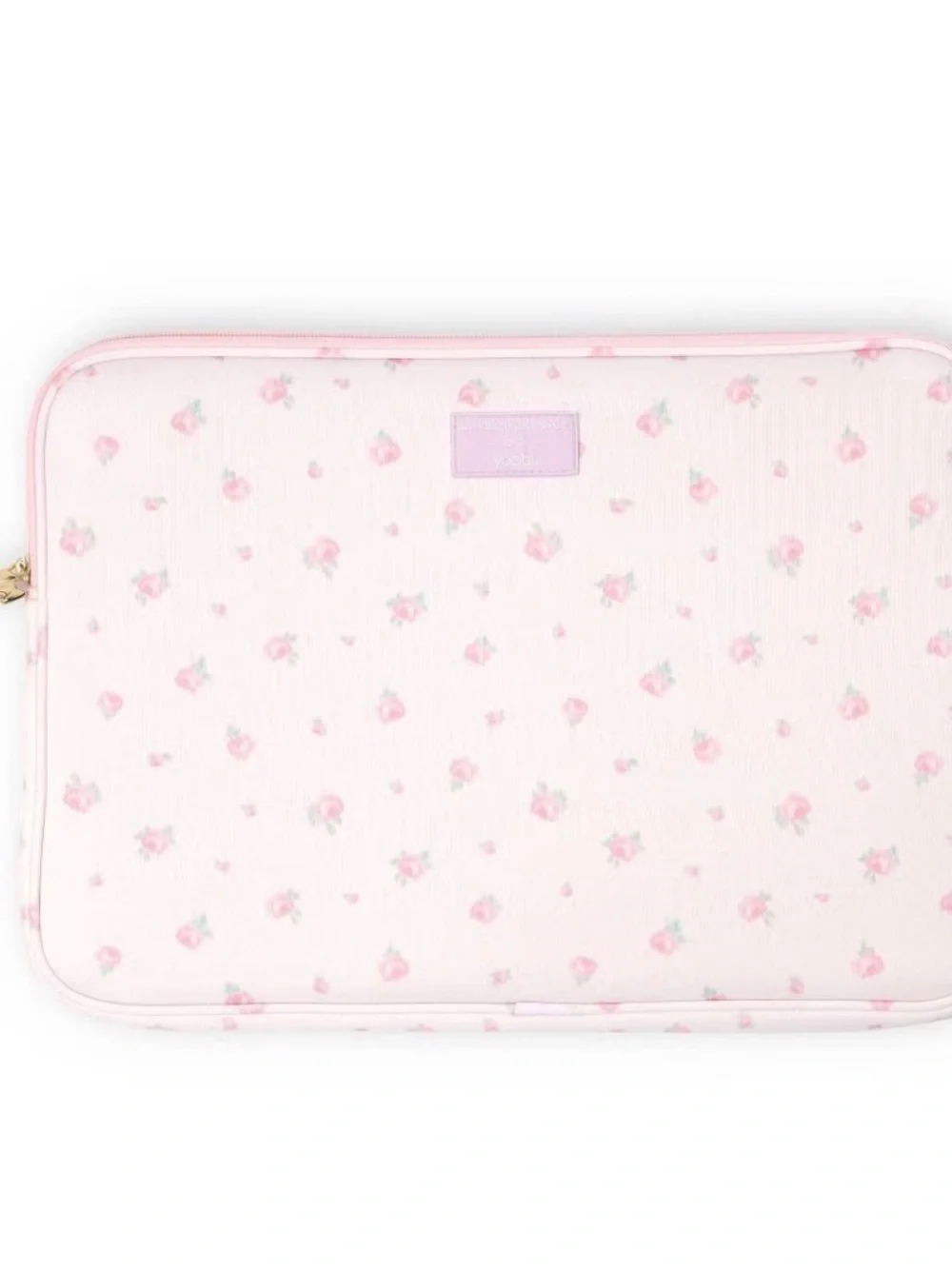 LoveShackFancy Floral 15in Laptop Sleeve Blooming Heirloom Ditsy Gold Bow Charm